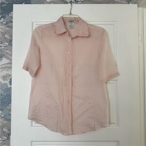 Sheer Chloe Short Sleeve Button Down Light Pink Size Small US 4